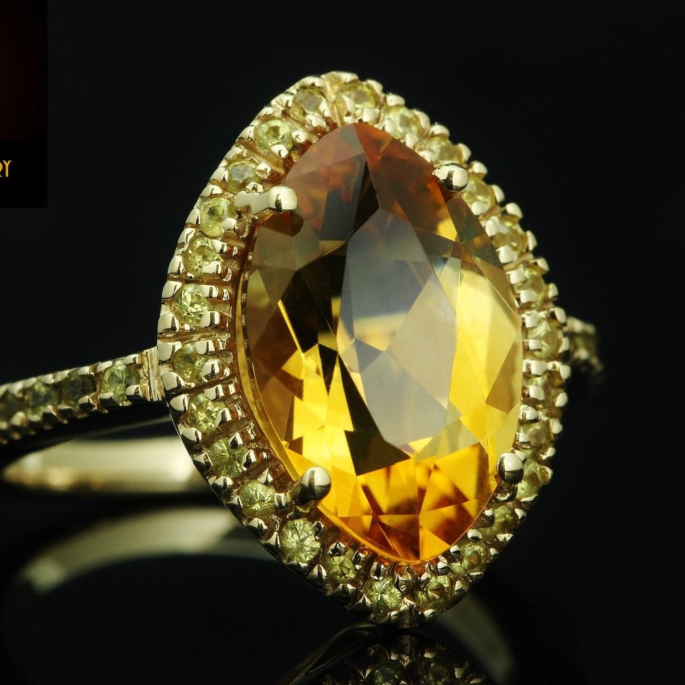 Sonia Bitton / 3.75 CT Honey Citrine & Yellow Sapphire Ring / 14K